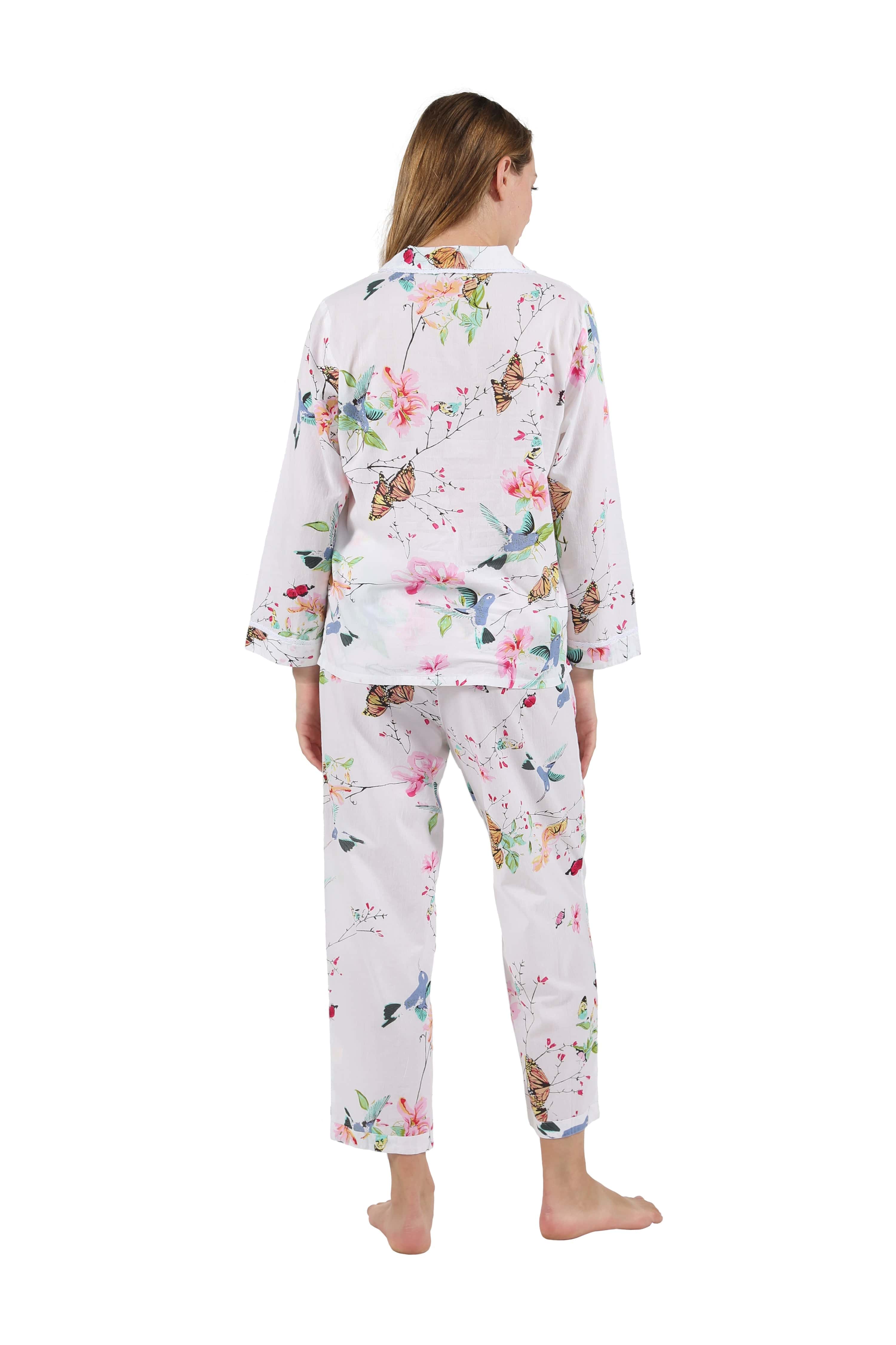 La Cera La Cera Long Sleeve Floral Print Cotton Pajama Set - Little Miss Muffin Children & Home