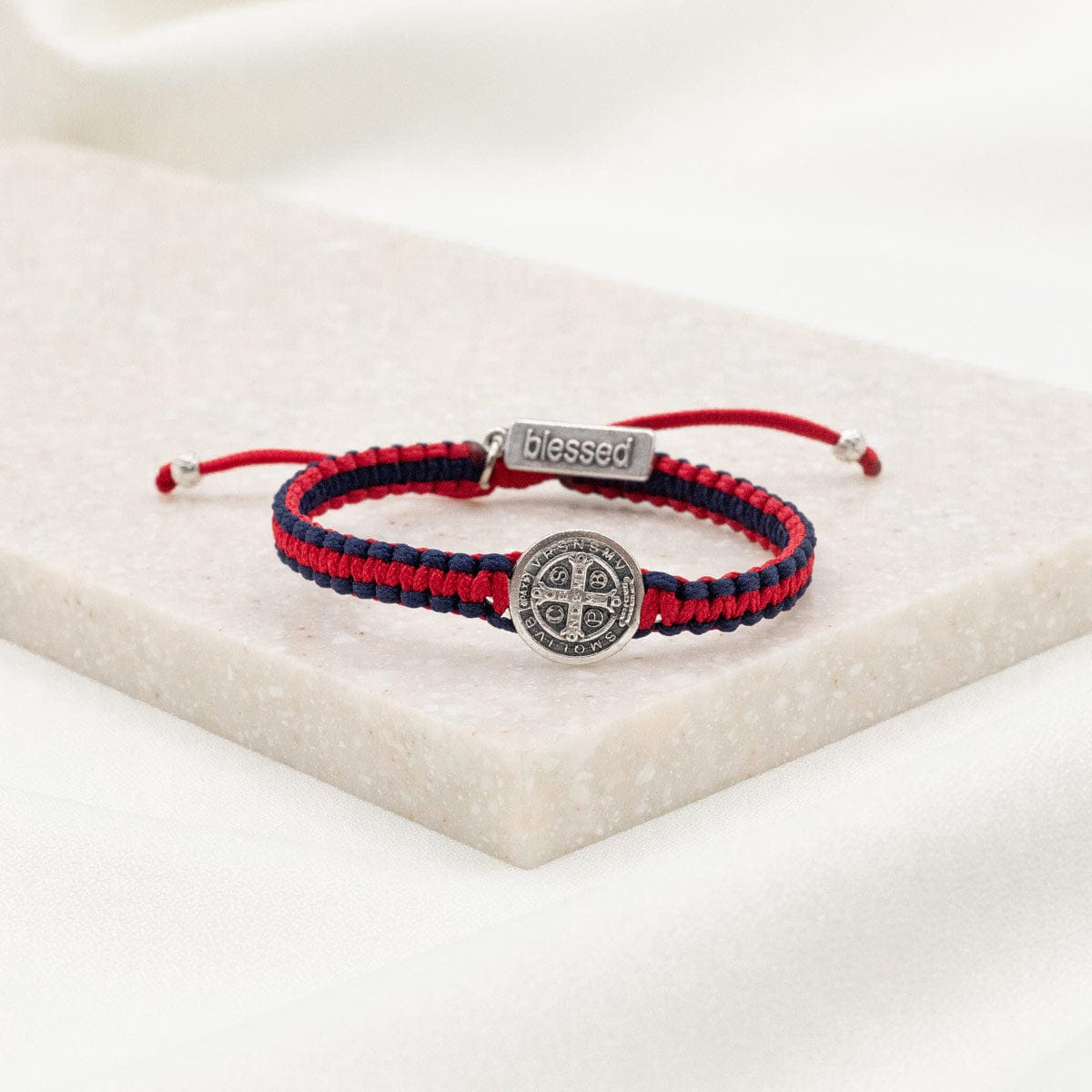 School Spirit Blessing Bracelet 1 Medal Navy/Red/Silver