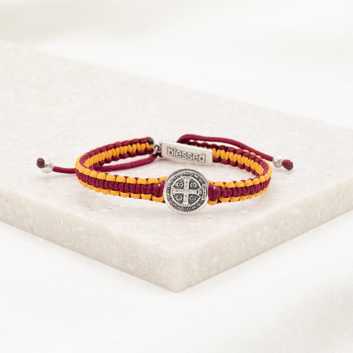 School Spirit Blessing Bracelet 1 Medal Yellow/Merlot/Silver