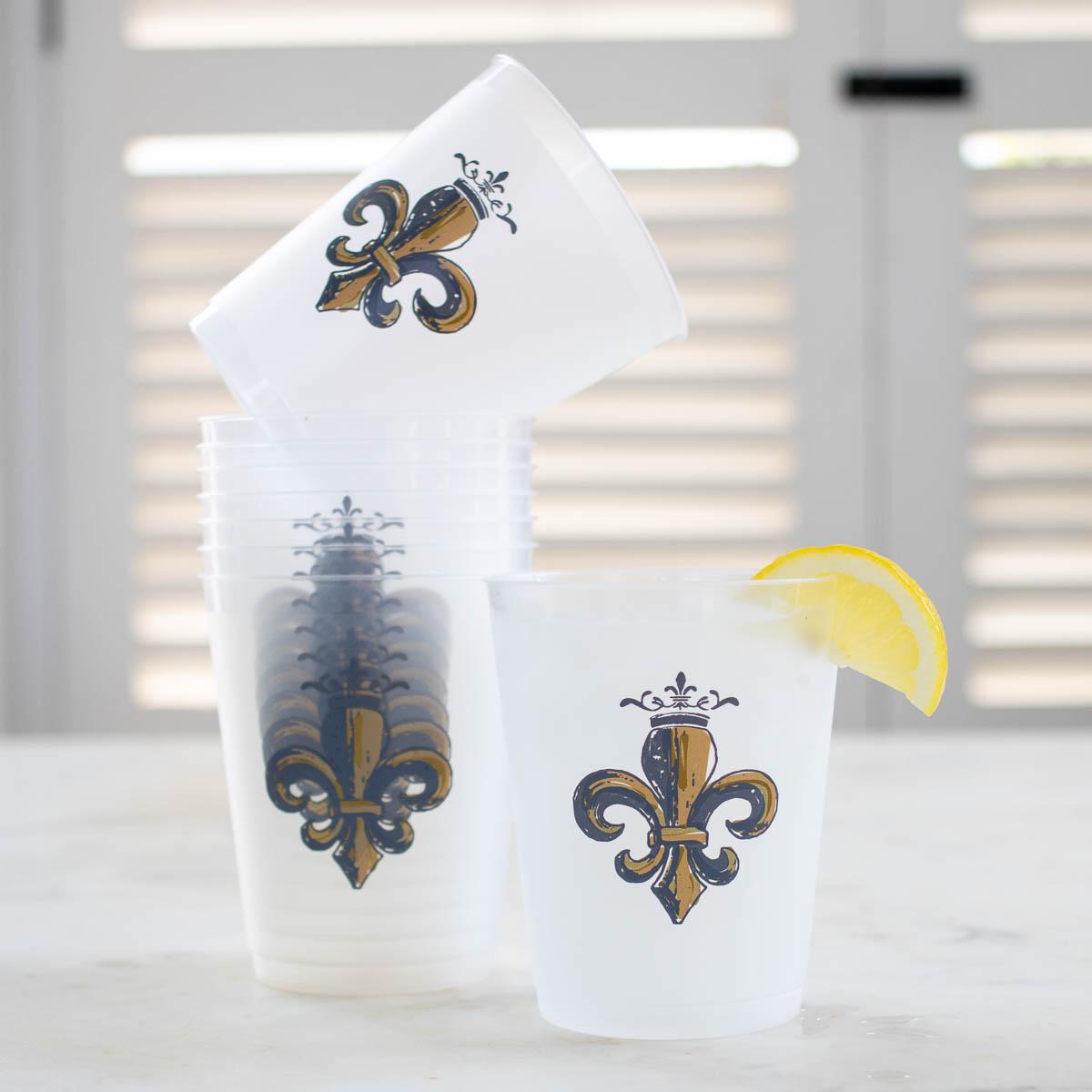 The Royal Standard The Royal Standard Fleur de Lis Party Cups (Set of 10) Frosted/Gold 16oz - Little Miss Muffin Children & Home