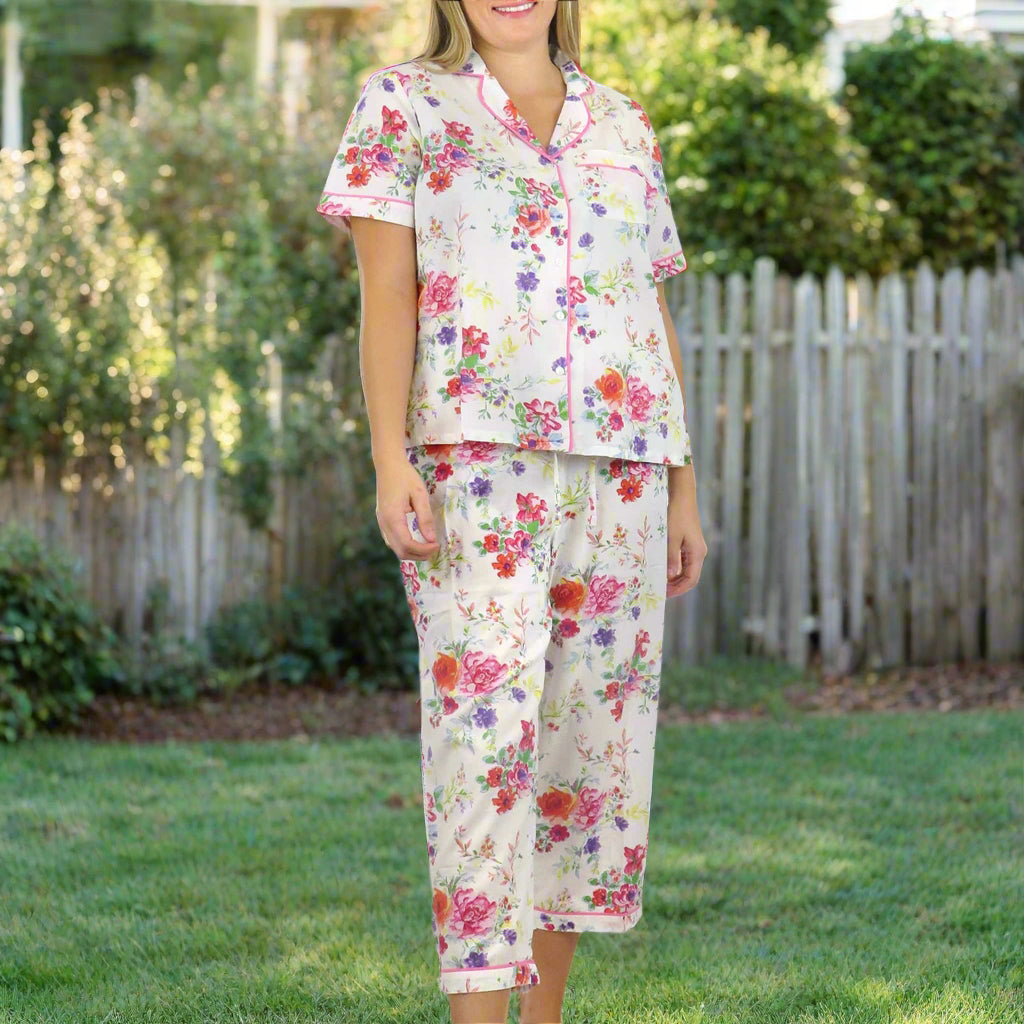La Cera La Cera Short Sleeve Floral Cotton Pajama Set - Little Miss Muffin Children & Home