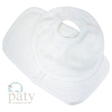 Paty, Inc. Paty Inc Bib & Burp Set White with White Trim - Little Miss Muffin Children & Home