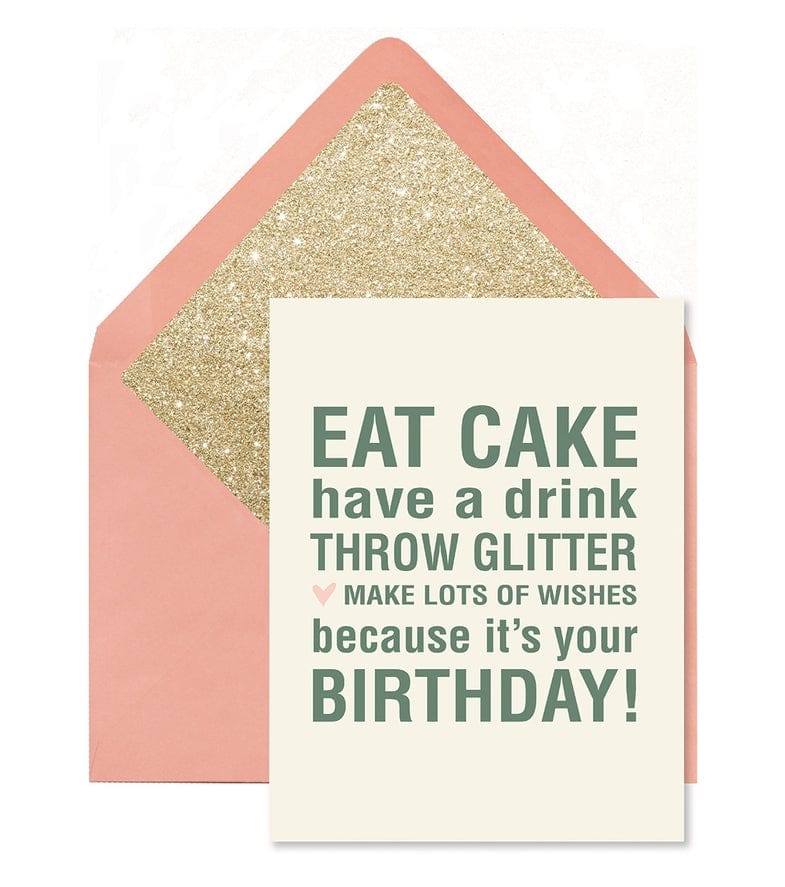 Ginger P Designs Ginger P Designs Eat Cake Throw Glitter Birthday Greeting Card - Little Miss Muffin Children & Home