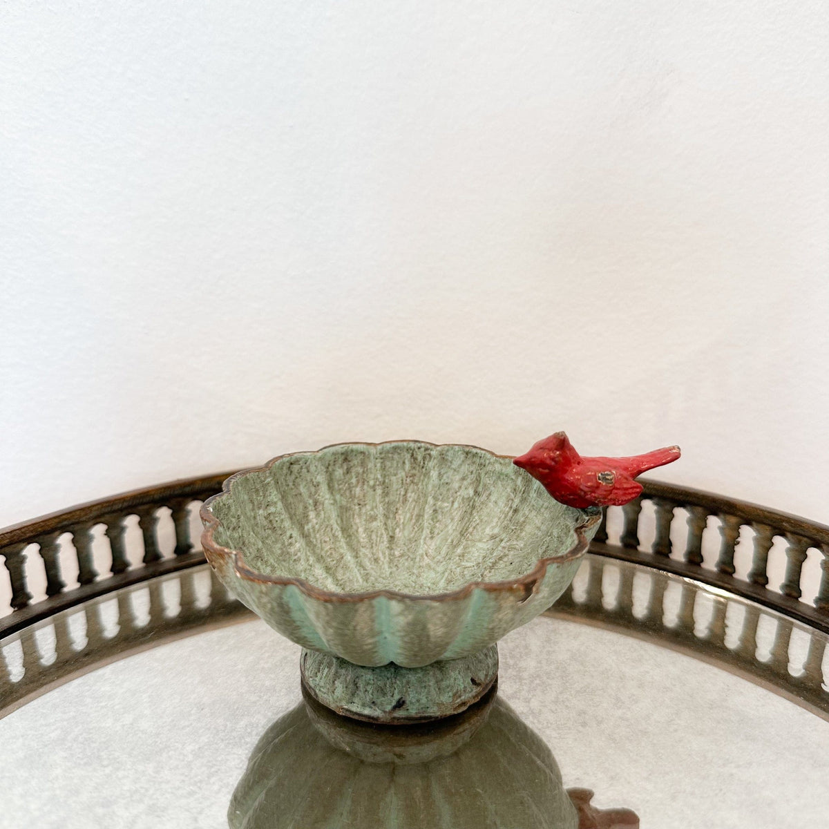 Creative Co-op Decorative Pewter Fluted Bowl with Bird, Distressed Finish, 2 Colors - Little Miss Muffin Children & Home