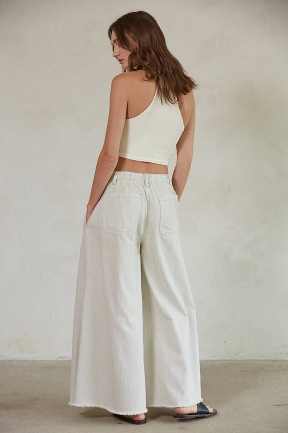 By Together Raw Edge Wide Leg Denim Drawstring Pants - Little Miss Muffin Children & Home