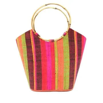 Shebobo Shebobo Raspberry Swirl Carmen Straw Bucket Bag with Bamboo Handles - Little Miss Muffin Children & Home