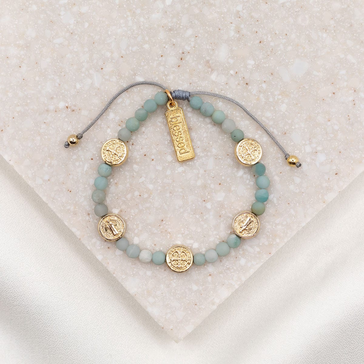 My Saint My Hero My Saint My Hero Divine Grace Bracelet - Amazonite 5 Medals - Little Miss Muffin Children & Home