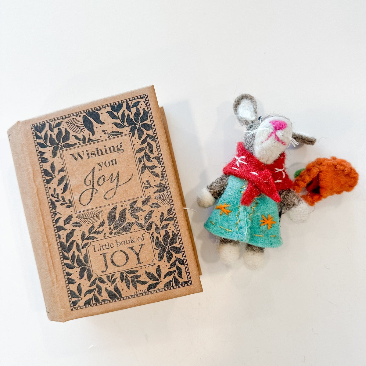 Creative Co-op Handmade Wool Felt Bunny 4" Ornament In Book Shaped Box, 4 Styles - Little Miss Muffin Children & Home