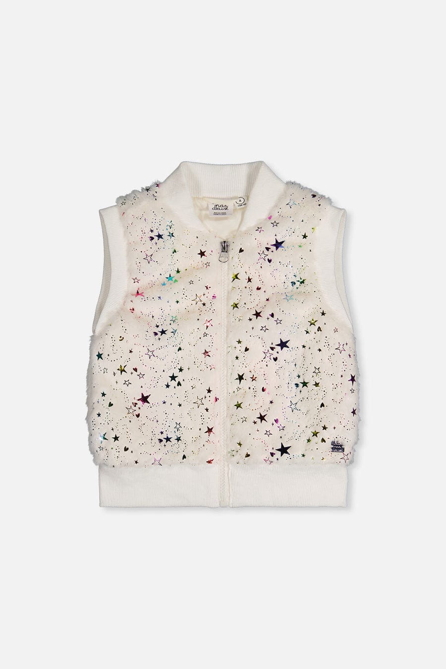 Stars Fake Fur Sleeveless Vest
