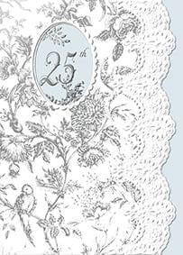 For Arts Sake For Arts Silver Damask Celebrate 25th Anniversary Embossed Card - Little Miss Muffin Children & Home