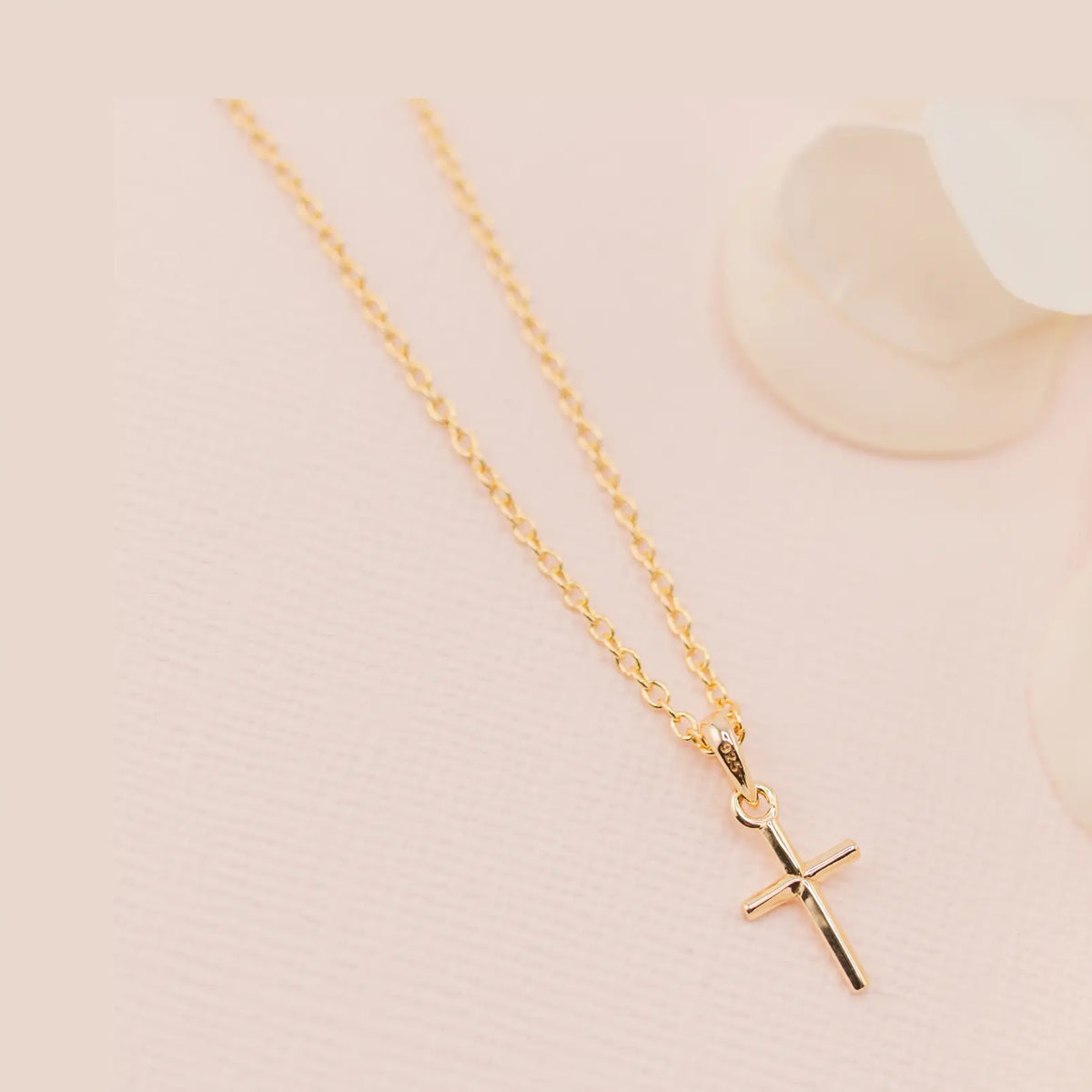Children's 14K Gold-Plated Sterling Silver Simply Faithful Cross 14" Necklace