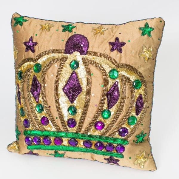 Gold Tones Square Pillow with Crown