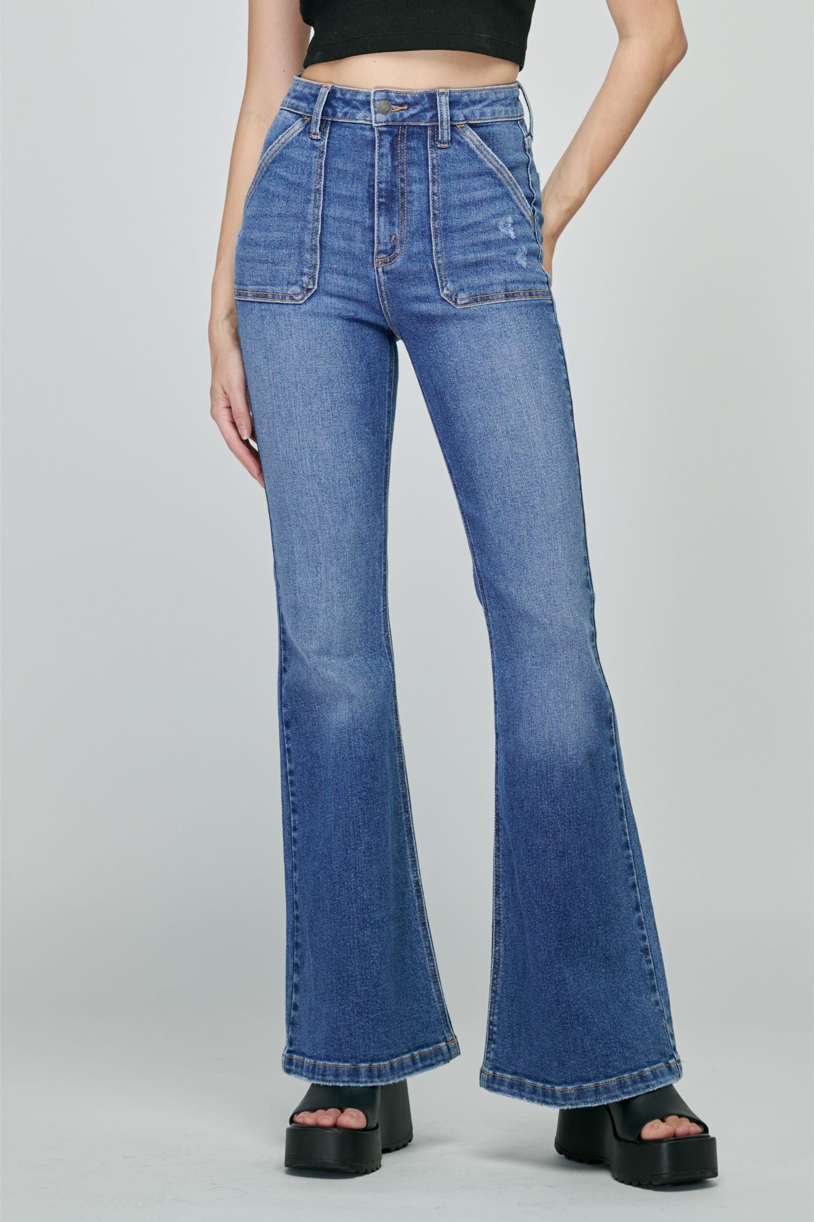 Cello High Rise Super Flare Jeans with Surplus Pockets – Little