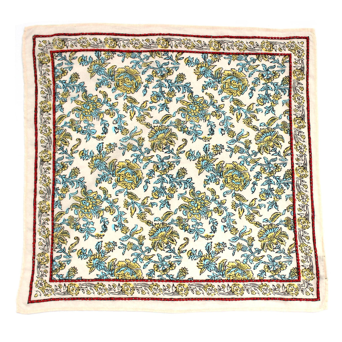 Beige Embroidered Bandana Scarf