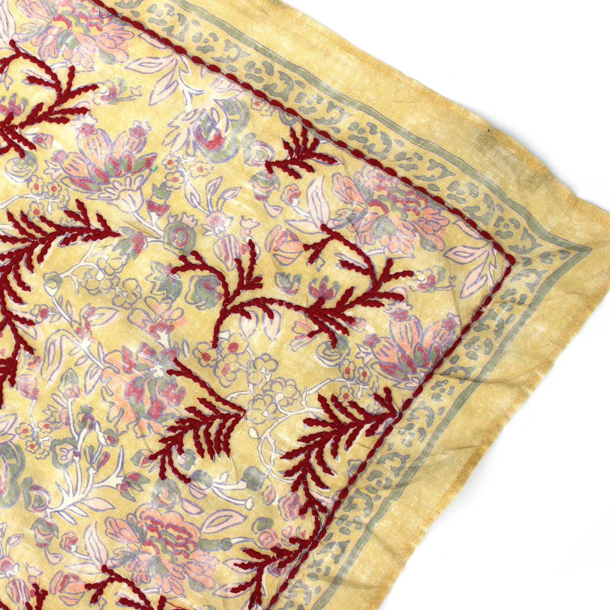 Dusty Ochre Embroidered Bandana Scarf