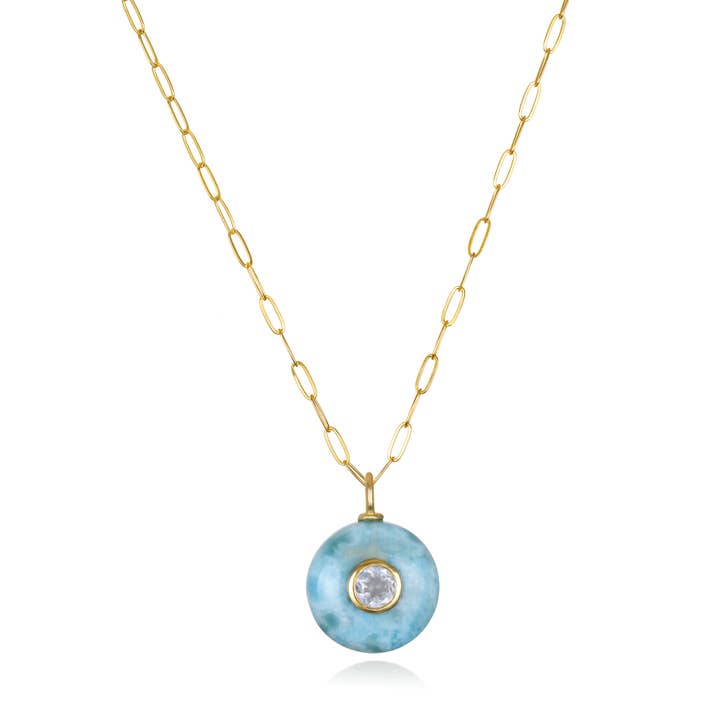 Larimar & White Topaz Paperclip Necklace
