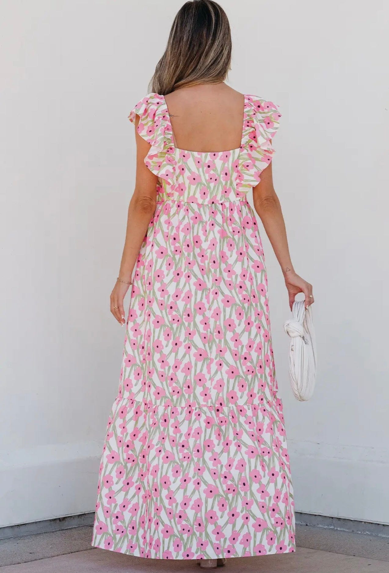 misses summer maxi dresses Aapparella Sassy Floral Ruffled Strap Summer Maxi Dress
