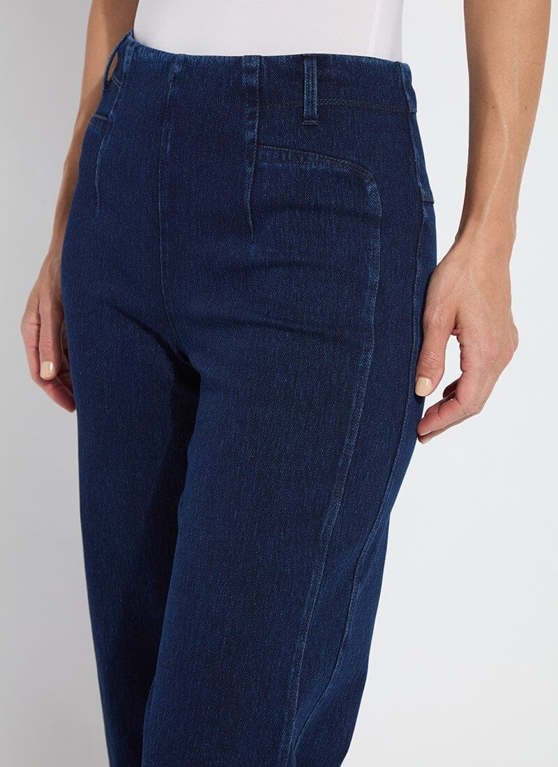 Lysse Layton Wide-Leg Cropped Denim Pants in Dark Indigo