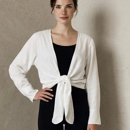 White Rayon Shrug Tie Top