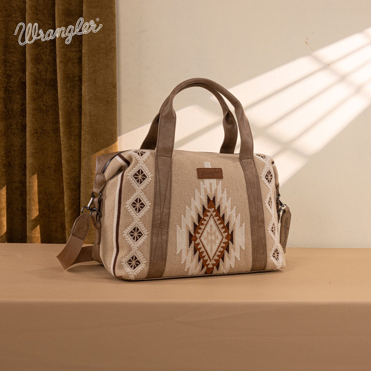 Khaki Wrangler Southwestern Print Duffle Bag