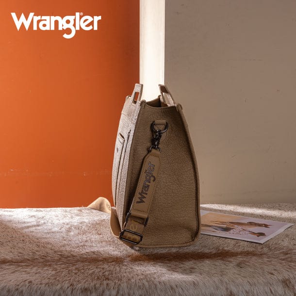 Tan Wrangler Genuine Cowhide Large Tote/Crossbody