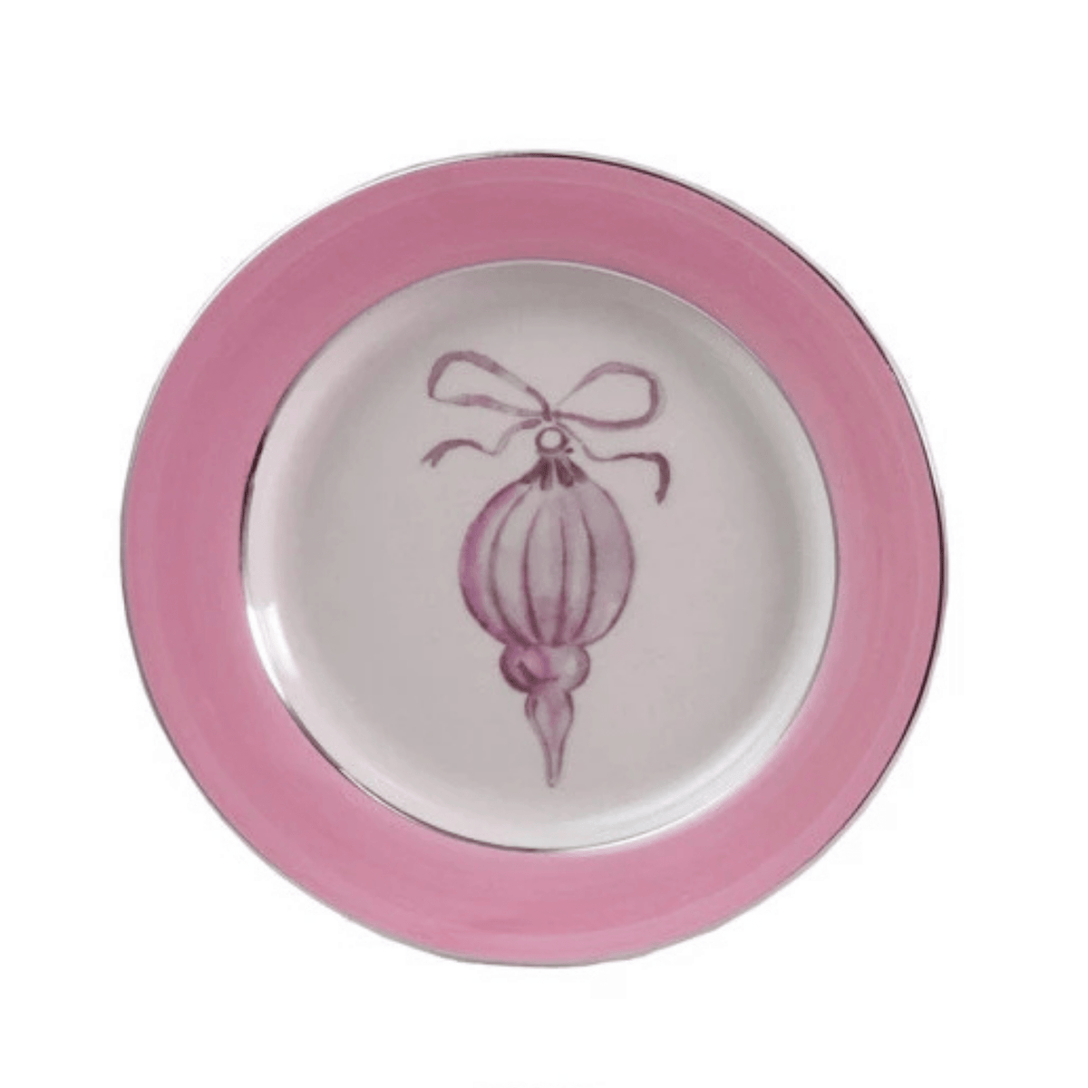 Creative Co-op Stoneware Plate with Ornament Image & Electroplated Edges, 4 Styles - Little Miss Muffin Children & Home