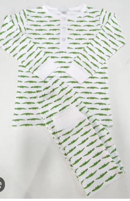 Lulu Bebe Lulu Bebe Alligator Print Pima Boy Pajama Set - Little Miss Muffin Children & Home