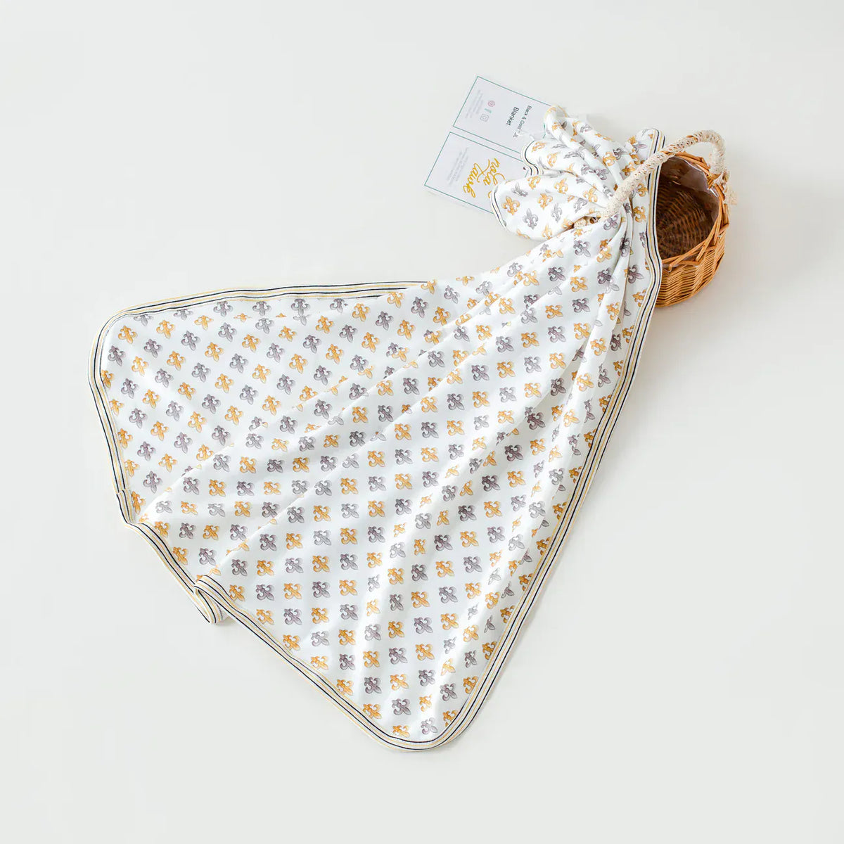 Black and Gold Fleur De Lis Organic Cotton Swaddle Blanket