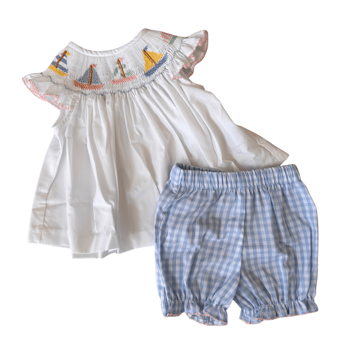Sailboat Smocked Emma Bishop Bloomer Set