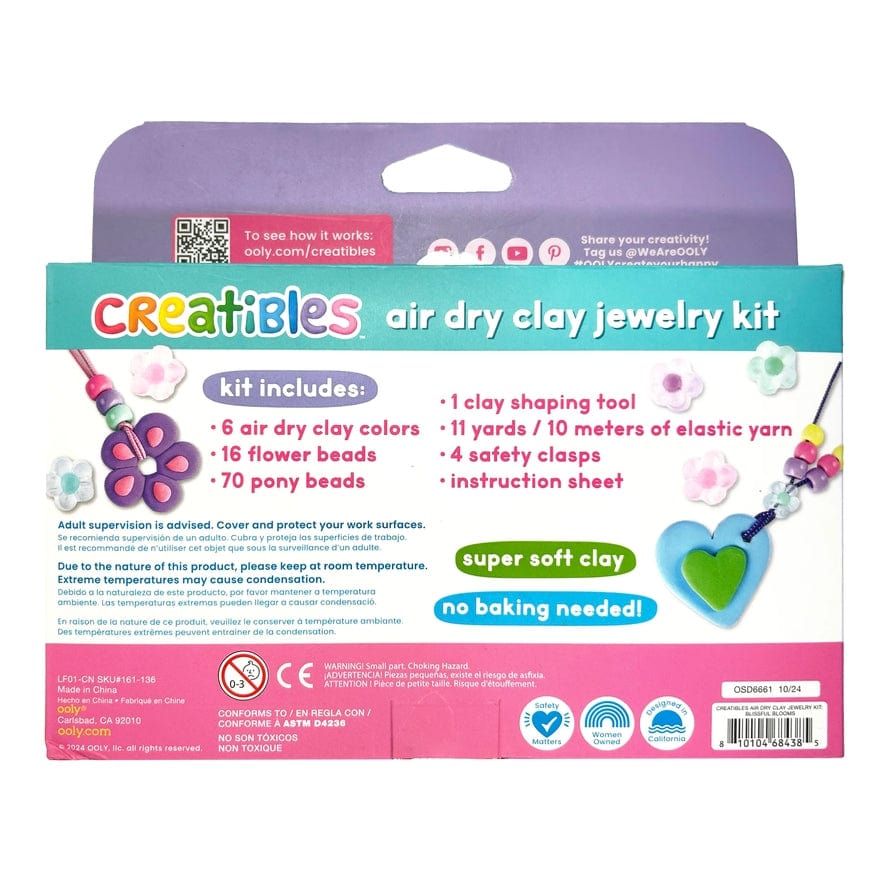 Ooly Ooly Creatibles Blissful Blooms Air Dry Clay Jewelry Kit, Set of 6 Colors - Little Miss Muffin Children & Home