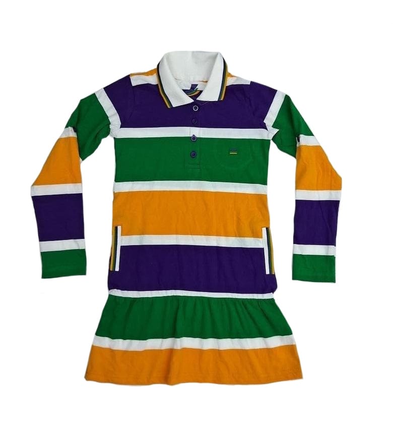 Mardi Gras Creations Mardi Gras Creations Thick Stripe Rugby Long Sleeve Kids' Dress - Little Miss Muffin Children & Home