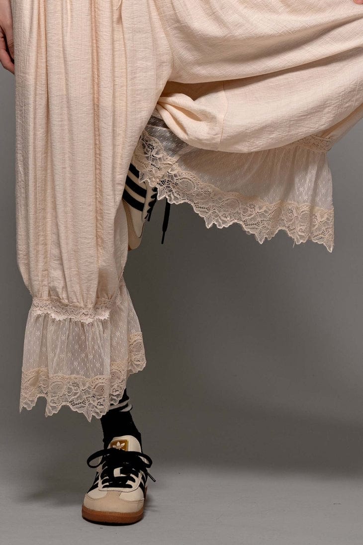Urban Daizy Lace-Trimmed Cropped Bloomer Pants in Ivory - Little Miss Muffin Children & Home