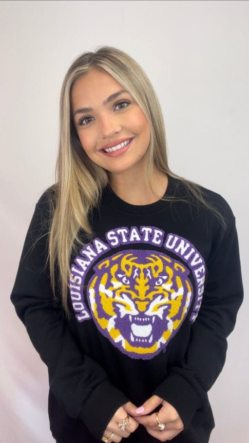 Bomb Designs Bomb Designs Chenille Embroidery LSU Tiger Sweatshirt - Little Miss Muffin Children & Home
