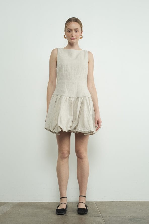 Aaron & Amber Aaron & Amber Linen Sleeveless Bubble Dress in Natural - Little Miss Muffin Children & Home