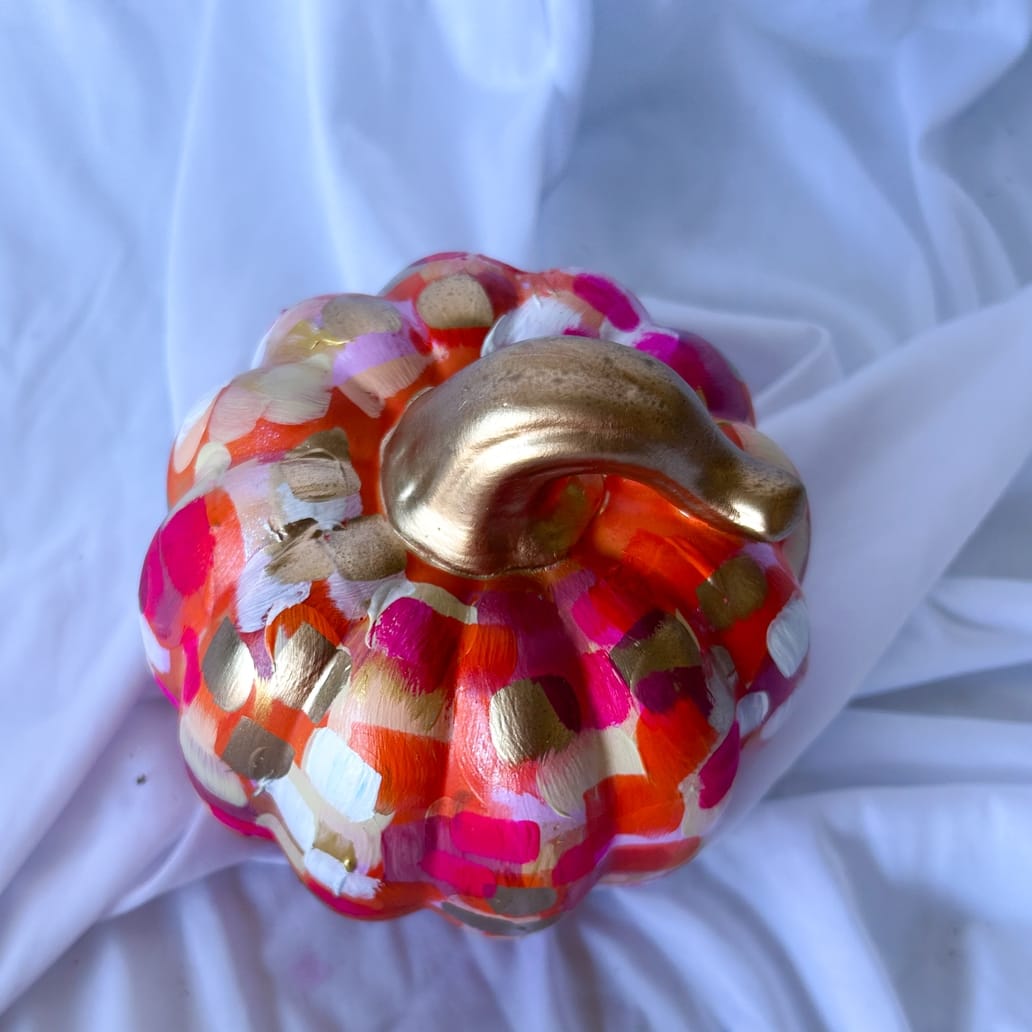 Orange & Pink Abstract Pumpkin