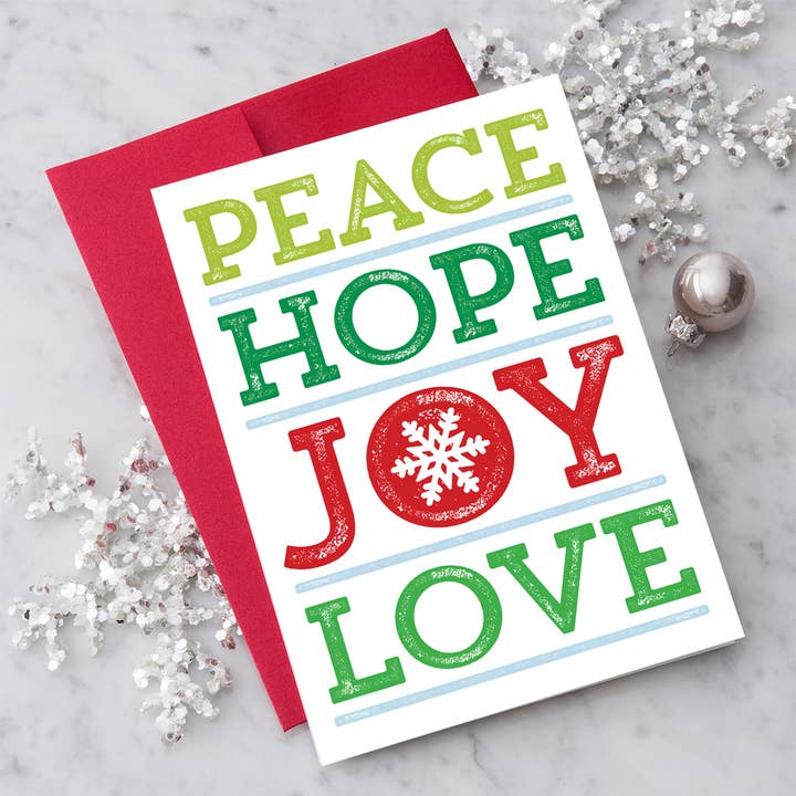 Peace Hope Love Joy - 8 Boxed Holiday Greeting Cards