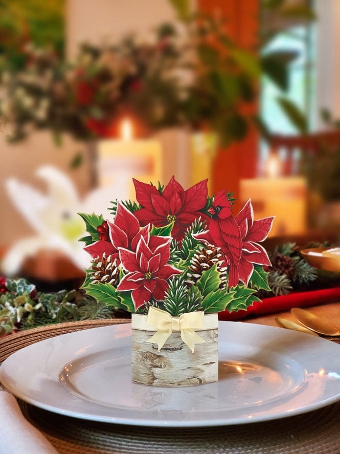 FreshCut Paper FreshCut Paper Mini Birch Poinsettia Pop-Up Greeting Card - Little Miss Muffin Children & Home