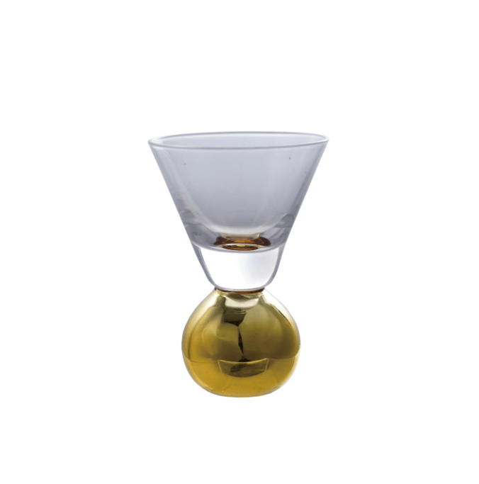 1oz Shot Glass with Gold Electroplated Ball Stem