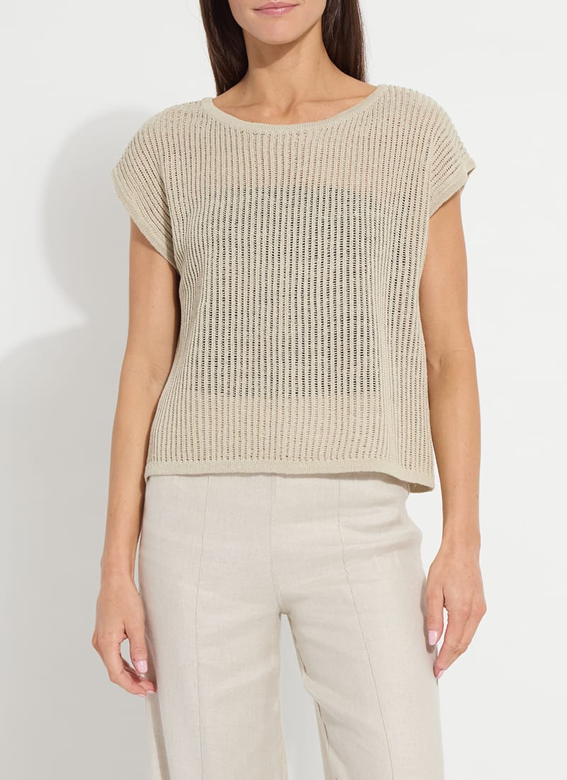 Benedita Convertible Linen Sweater Cardigan in Flax Linen