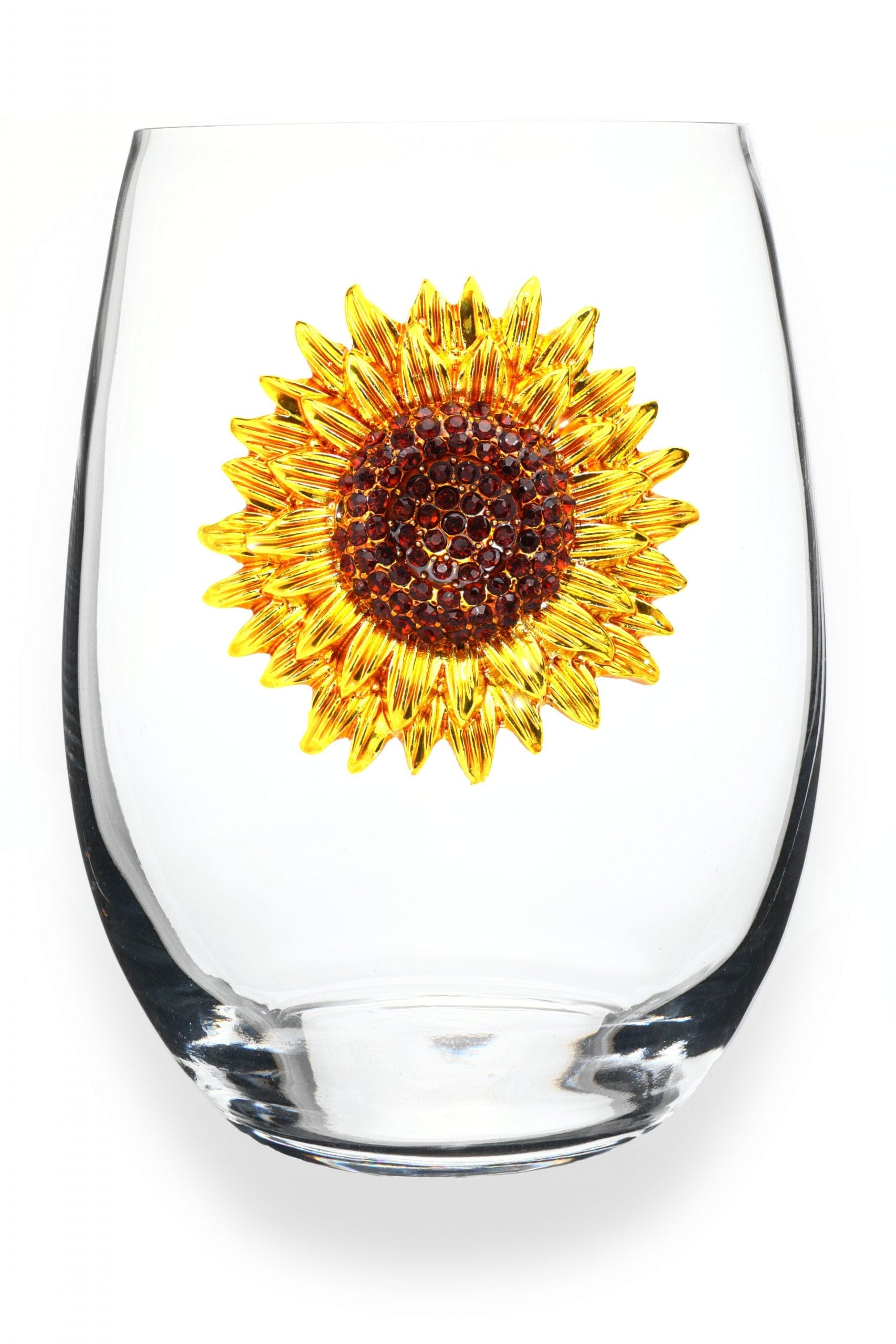 Queen Jewels Queen Jewels Sunflower Jeweled Stemless Wine Glass - Little Miss Muffin Children & Home
