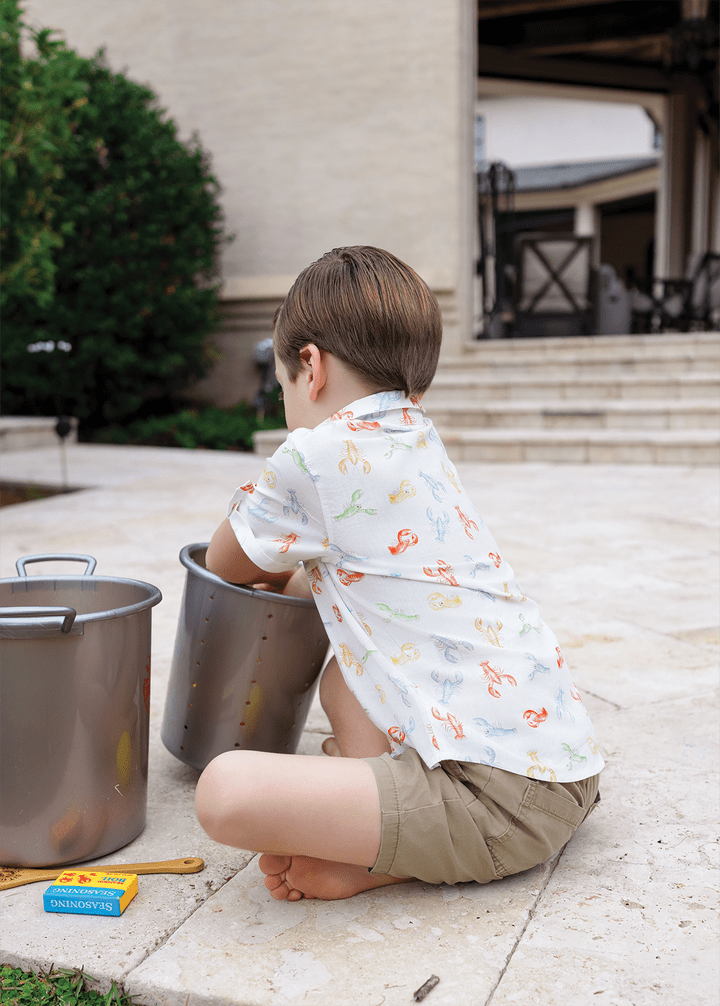 Nola Tawk Nola Tawk Colorful Claws Crawfish Short Sleeve Collared Shirt - Little Miss Muffin Children & Home