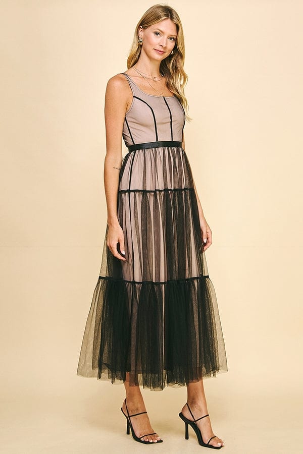 chinese dress ladies PRINTED TULLE TIERED MAXI DRESS main image 0