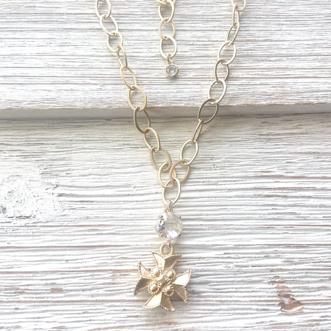 VB&CO Designs Handmade Jewelry Maltese Cross Matte Gold Necklace - Little Miss Muffin Children & Home