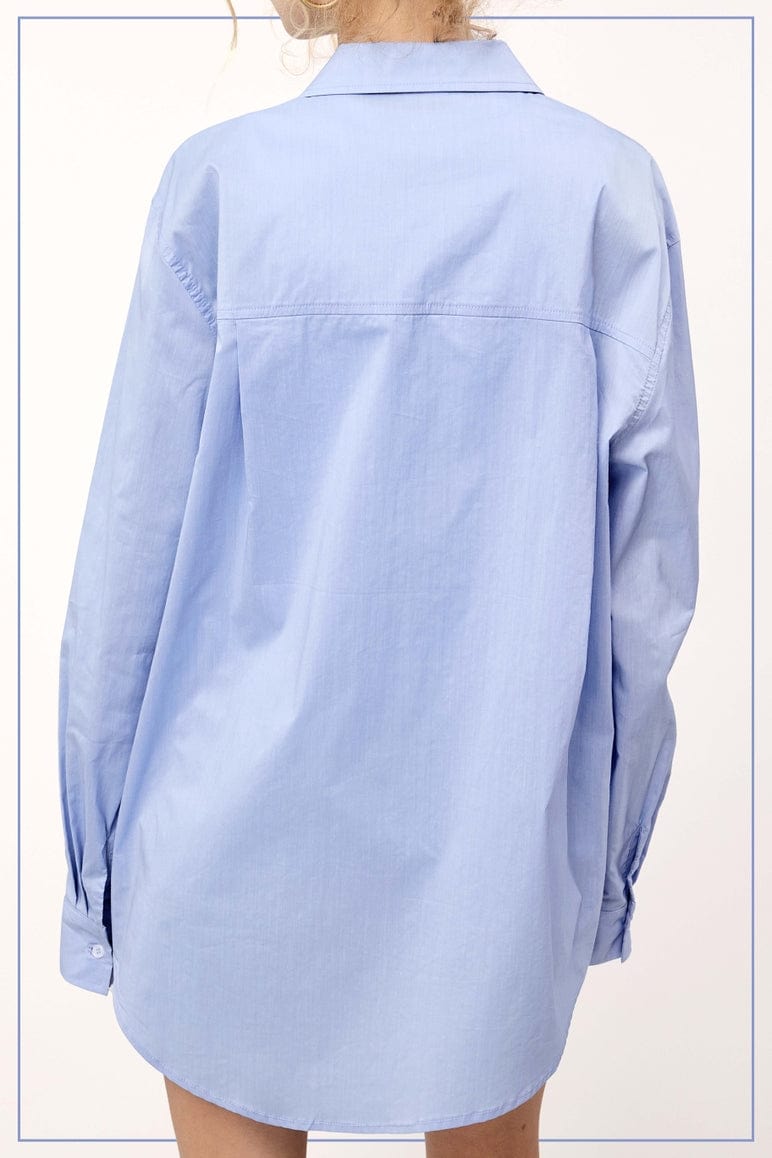 La Miel La Miel Button Down Poplin Shirt in Denim - Little Miss Muffin Children & Home