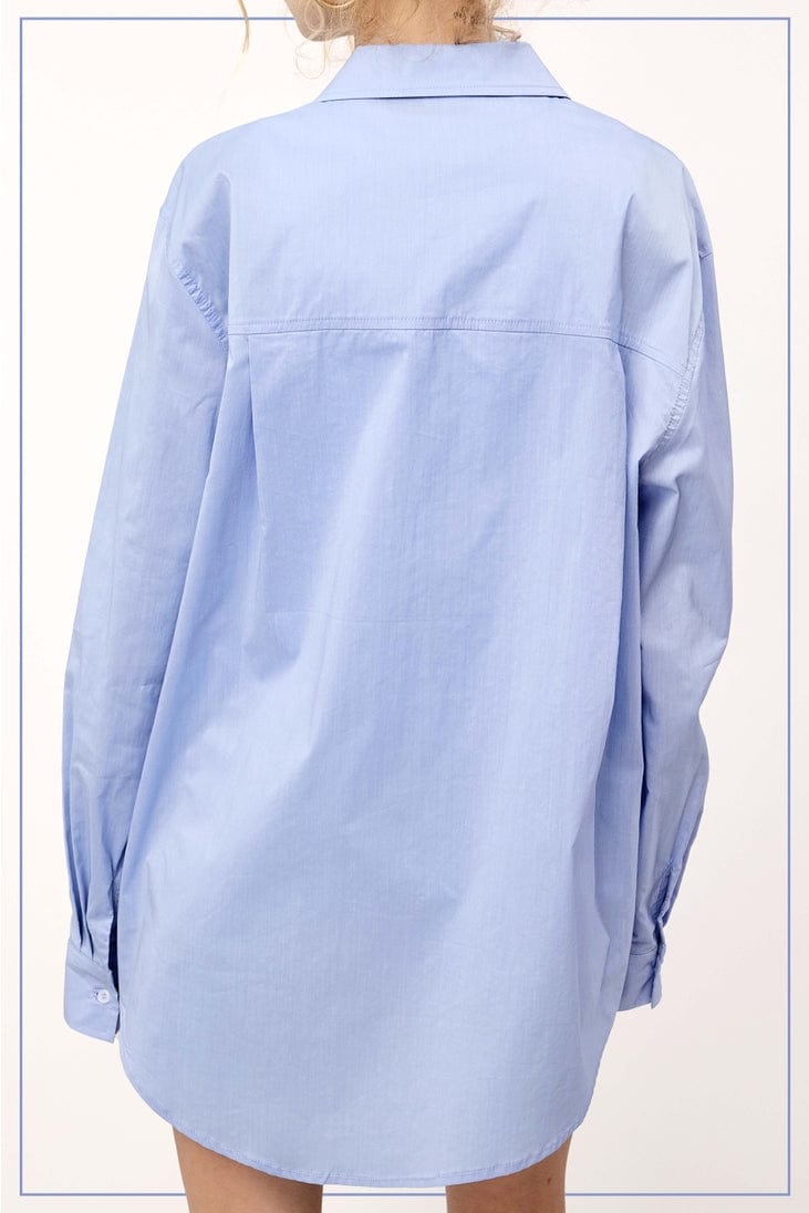 La Miel La Miel Button Down Poplin Shirt in Denim - Little Miss Muffin Children & Home