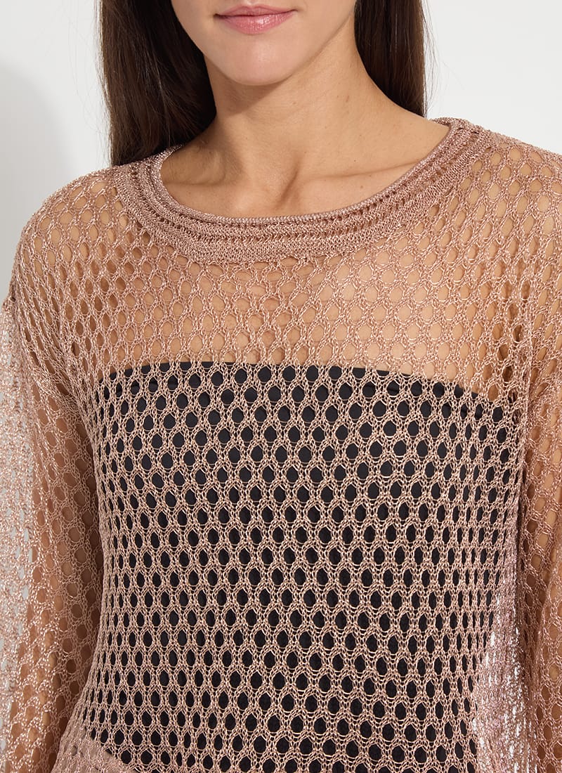 Lettie Slouchy Metallic Net Mesh Knit Sweater