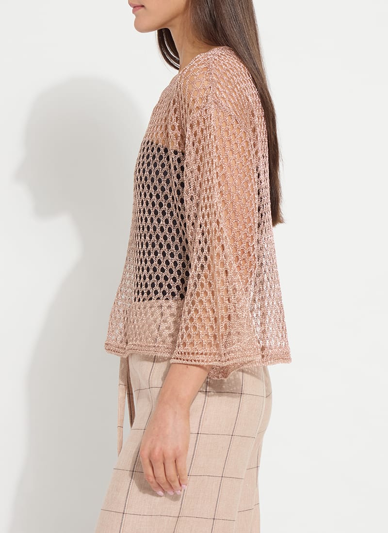 Lettie Slouchy Metallic Net Mesh Knit Sweater