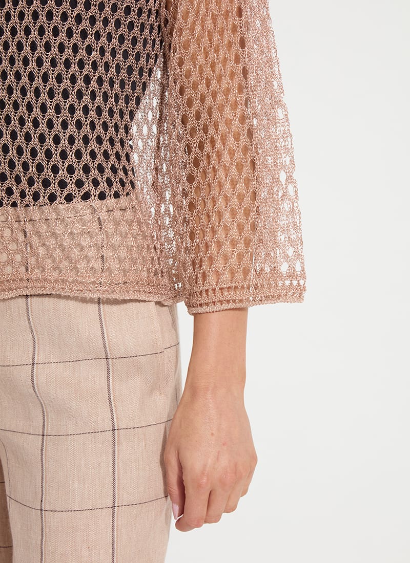 Lettie Slouchy Metallic Net Mesh Knit Sweater