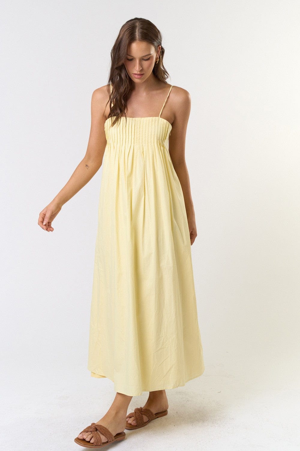 Pleated Strappy Maxi Dress