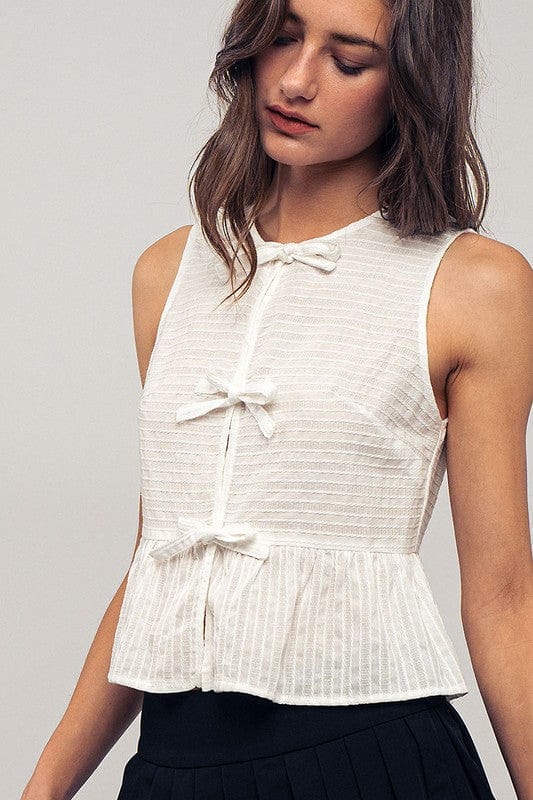 Urban Daizy Urban Daizy Triple Bow Front Sleeveless Babydoll Top - Little Miss Muffin Children & Home